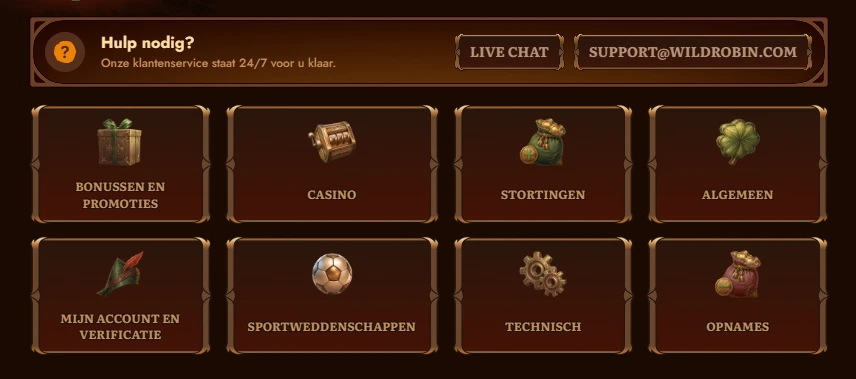 wildrobin casino support